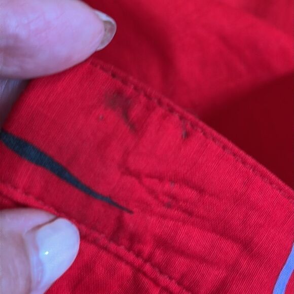 Vintage 80s Pliers Brand Abstract Pattern Red Cotton/Polyester Midi Skirt - Picture 10 of 10